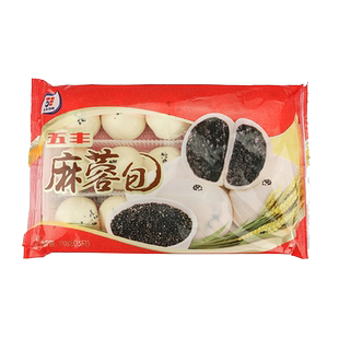 4件起拍五丰流沙麻蓉芝麻包510g*1袋共15只黑芝麻包子馒头速冻早