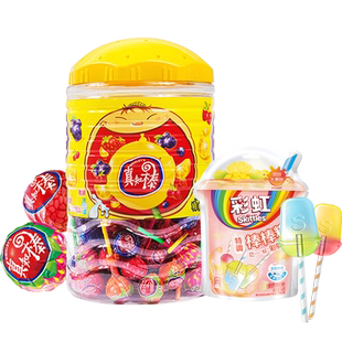 【超级桶】真知棒约108支*1桶+彩虹糖果缤纷果味54g*1袋散装零食