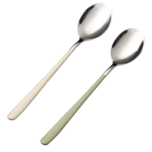 onlycook 奶白色304不锈钢勺子家用吃饭汤勺汤匙韩式小调羹喝粥勺
