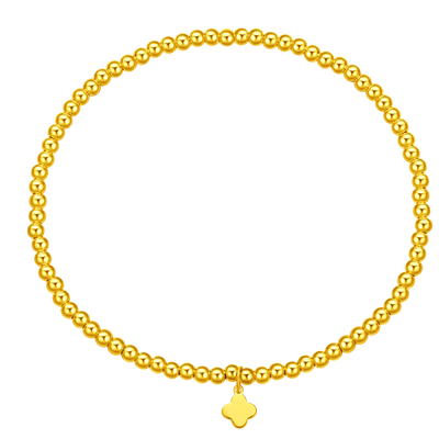 周大福幸运四叶草小金珠足金手链