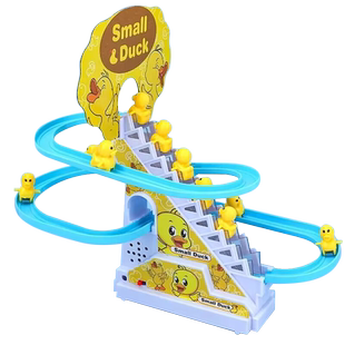 小黄鸭爬楼梯电动轨道玩具网红自动鸭子滑滑梯儿童益智男新年礼物