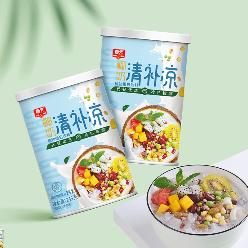 春光植物蛋白饮料海南特产椰奶清补凉罐头245ml*6罐椰果榨椰汁