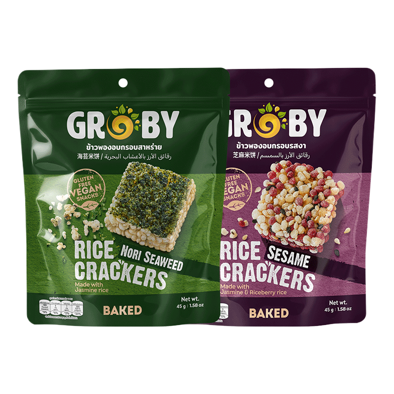 GROBY泰国茉莉香米原味芝麻米饼