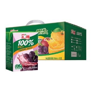 汇源果汁100%纯果汁 葡萄汁200ml*12盒 礼盒装