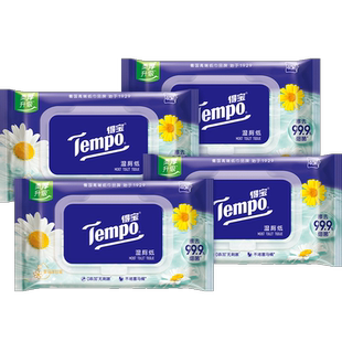 【柔厚升级】Tempo得宝湿厕纸洋甘菊女经期可用40片*4包