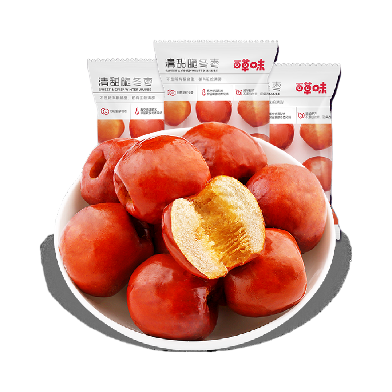 百草味脆冬枣35g黄骅脆冬枣无核酥脆红枣干小吃零食休闲