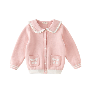 戴维贝拉儿童毛衣开衫2026新款女童外套春款中大童针织衫上衣