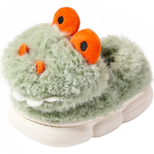 儿童棉拖鞋男童鳄鱼卡通小孩拖鞋宝宝毛毛拖鞋女宝棉鞋家居鞋包跟