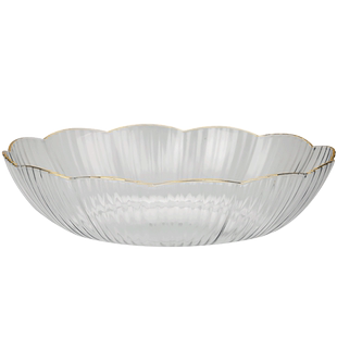 广意轻奢果盘水果盘家用客厅糖果盘干果盘点心盘花边描金小食盘