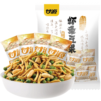 甘源虾味虾条豆果混合豆果零食