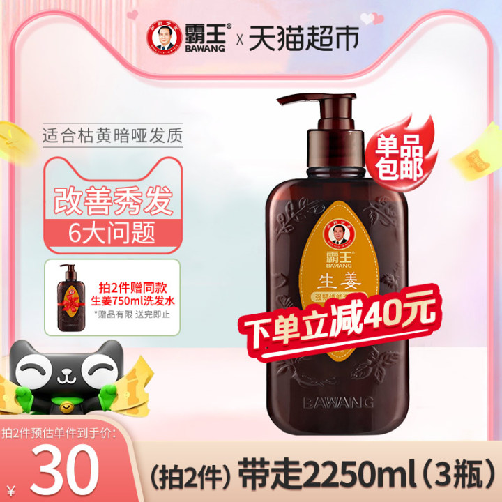 霸王洗发水生姜750ml控油去油蓬松去屑强韧秀发姜汁洗发露洗头膏_洗护清洁剂_卫生巾_纸_香薰