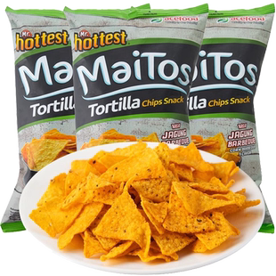 印尼进口maitos玉米片香脆辣烧烤味零食薯片膨化休闲食品玉米脆