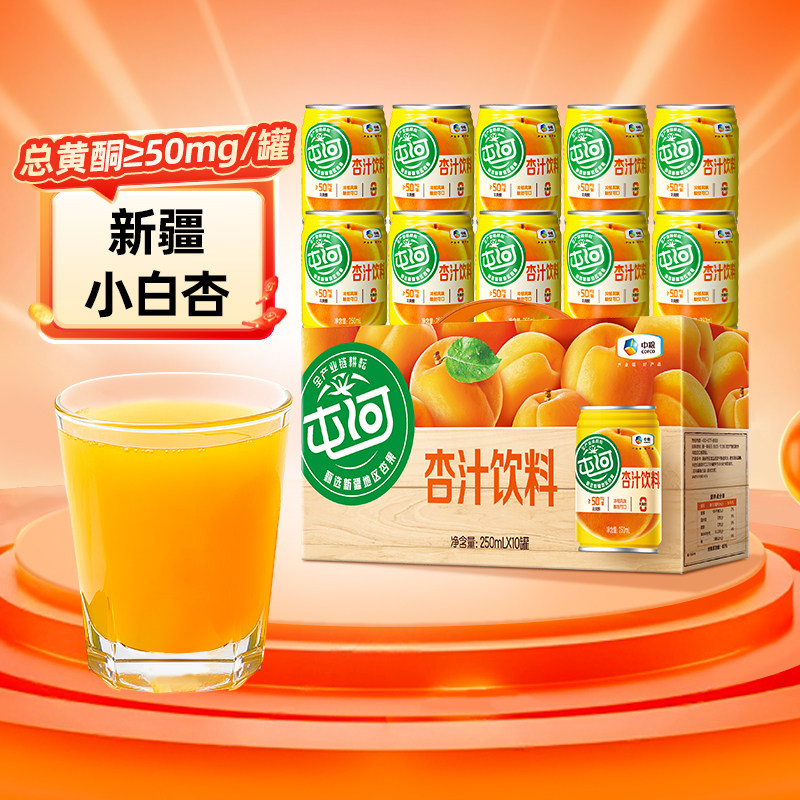 屯河杏汁果汁饮料250ml×10罐图片