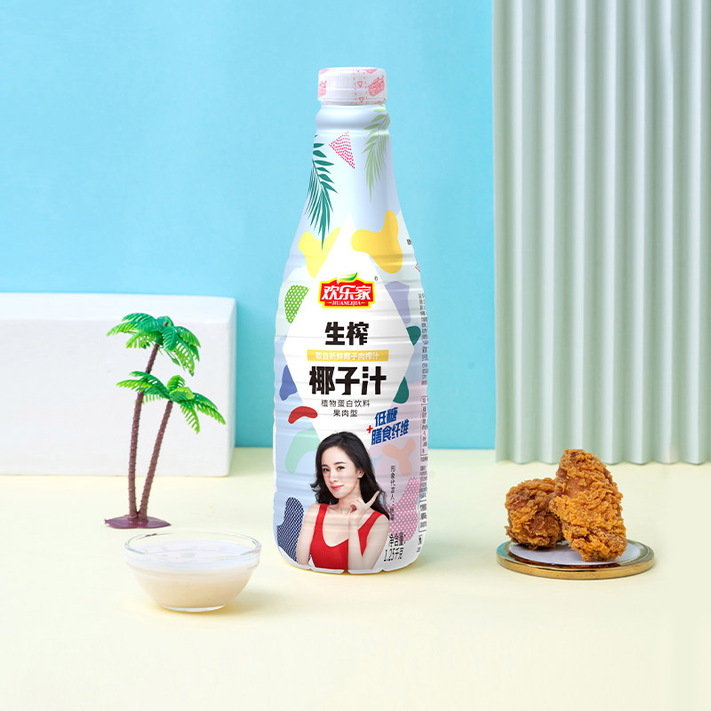 欢乐家果汁饮料生榨椰子汁1.25L/瓶新鲜椰肉饮品新鲜图片