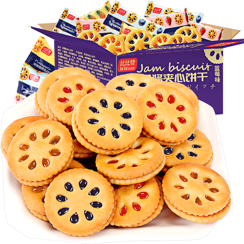 比比赞网红零食果酱夹心饼干