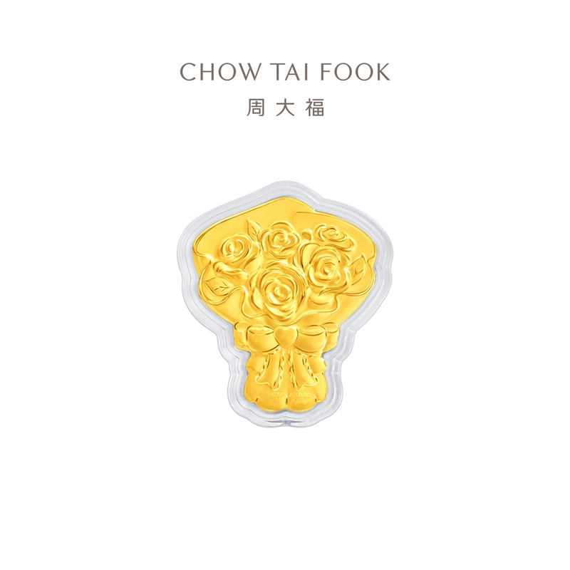 周大福浪漫玫瑰花花束黄金金章
