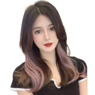 挑染假发片卷发渐变挂耳染发片无痕彩色一片式接发片假发女长发