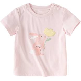 戴维贝拉儿童短袖抗菌防螨T恤男童纯棉上衣女童新款打底夏装