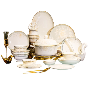 仟造碗家用组合2024新款简约轻奢米饭碗面碗碗盘陶瓷餐具碗碟套装