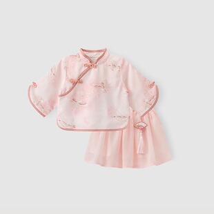 婴儿衣服半身两件套 薄款 女宝宝汉服分体裙子套装 夏季