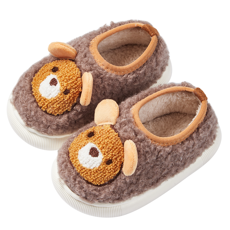 小熊棉鞋冬季包跟儿童棉拖鞋男童小童居家拖鞋室内宝宝保暖毛毛鞋
