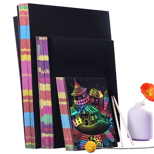 刮画纸16K儿童A4彩色涂鸦纸刮刮画纸刮花画纸8K幼儿园沙画纸