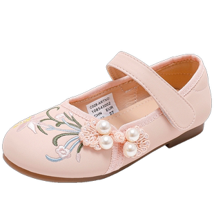 巴布豆童鞋女童汉服鞋中国风2025新款女孩校园演出皮鞋儿童公主鞋