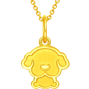 周大福狗年生肖爱心小狗足金黄金吊坠计价EOF691