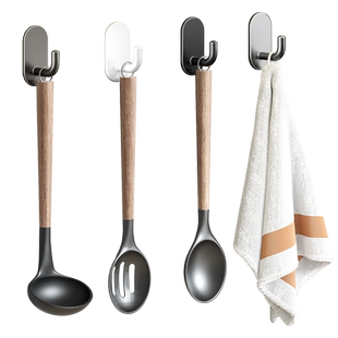 卡贝304不锈钢厨房挂钩挂墙壁无痕钉架强力粘钩免打孔挂锅铲勾子