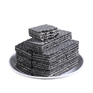 无蔗糖五黑威化饼干208g粗粮无糖精黑芝麻能量蛋白棒代餐饱腹零食