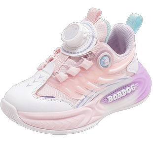 巴布豆童鞋女童鞋子春秋款休闲新款鞋旋纽扣鞋儿童跑步运动鞋男童