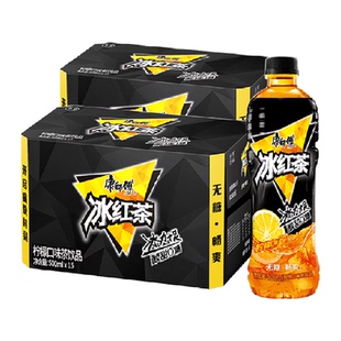 康师傅无糖冰红茶500ml*15瓶*2箱0糖0能量柠檬味茶饮料