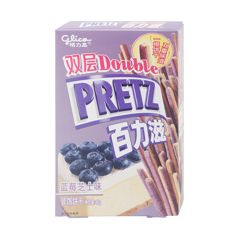 格力高双层百力滋装饰饼干蓝莓芝士味45g/盒办公室零食食品