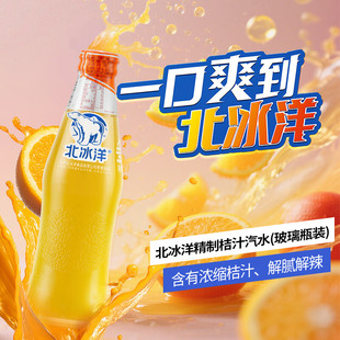 北冰洋精制桔汁汽水玻璃瓶果汁碳酸饮料248ml*12瓶中华北京老字号