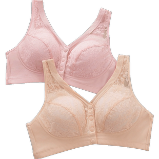 拉夏莉亚中老年文胸妈妈内衣薄款无钢圈大胸前扣背心式胸罩女夏季