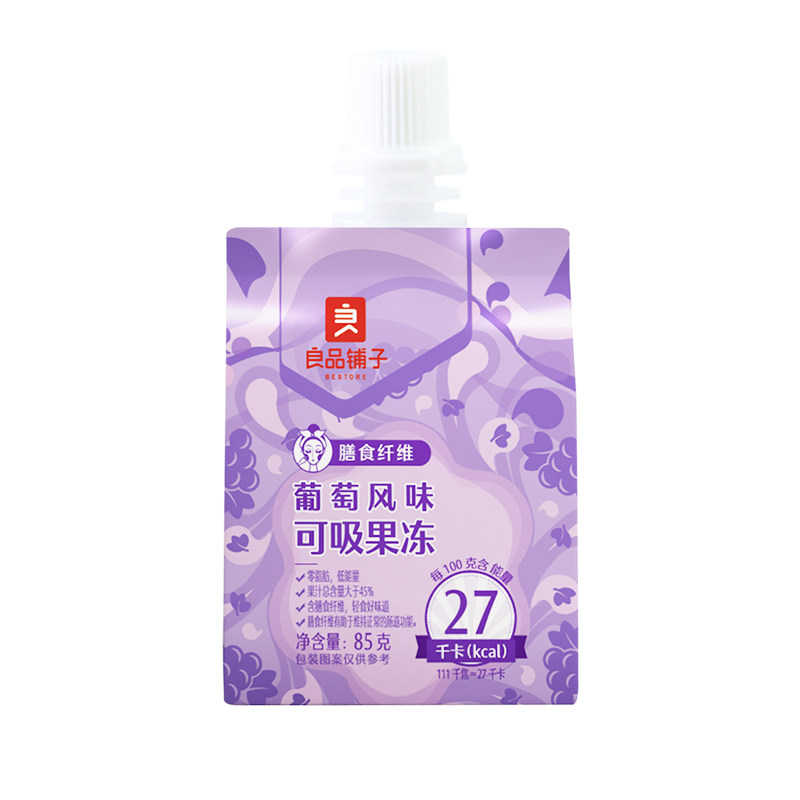 良品铺子 膳食纤维葡萄风味可吸果冻 85g/袋怎么样,好用不?