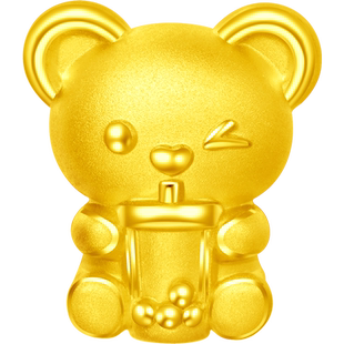 周大福SOINLOVE爱蜜金系列奶茶熊足金黄金转运珠女VR872