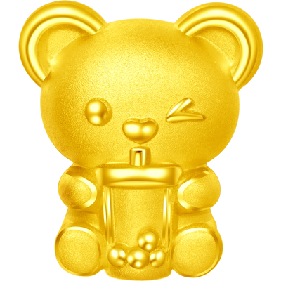 周大福SOINLOVE奶茶熊足金转运珠