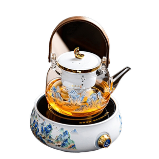 唐丰千里江山2026新款电陶炉煮茶器玻璃煮茶壶家用陶瓷煮茶炉高端