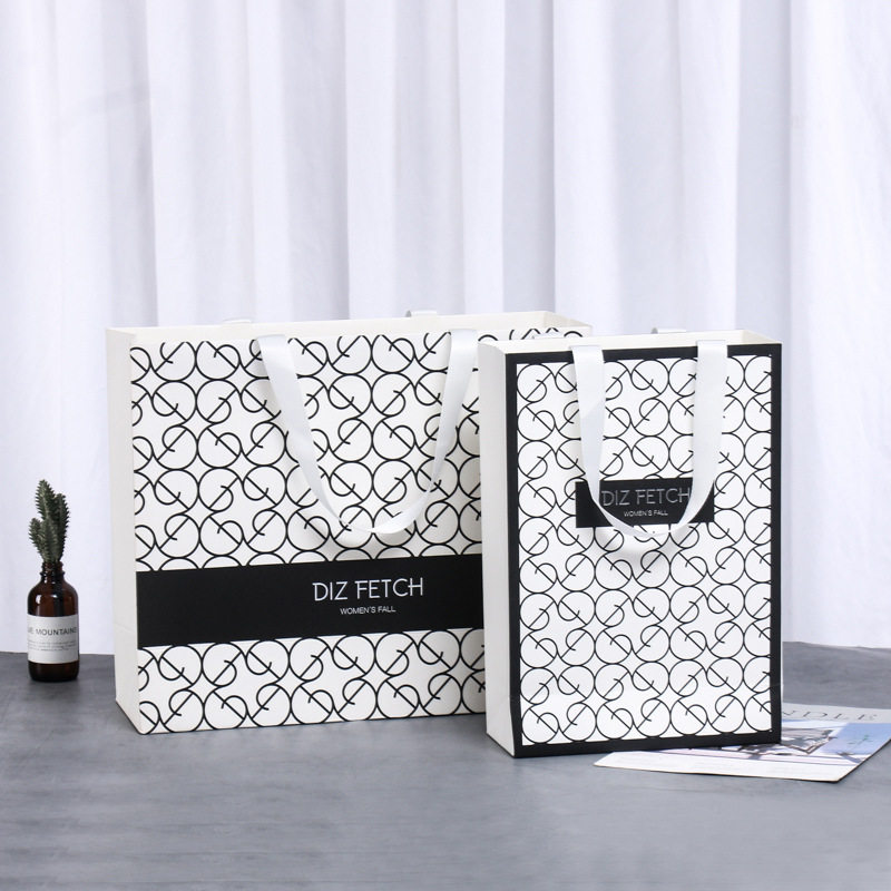 礼品服装白牛皮纸袋手提加厚饰品包装袋可印图案化妆品礼品袋