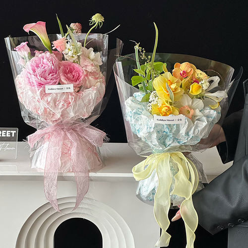 璀璨游春图鲜花包装纸雪梨纸手揉