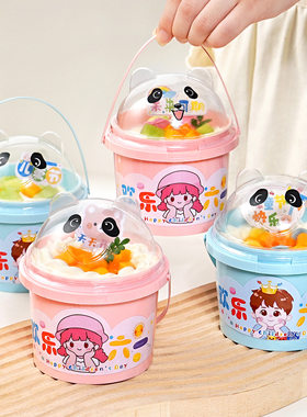 六一儿童节手提奶油桶甜品蛋糕包