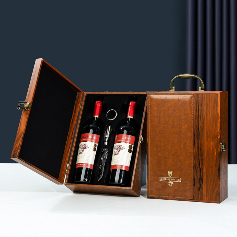商务钢琴烤漆红酒包装礼盒木盒双支装葡萄酒礼品盒通用皮质包装盒