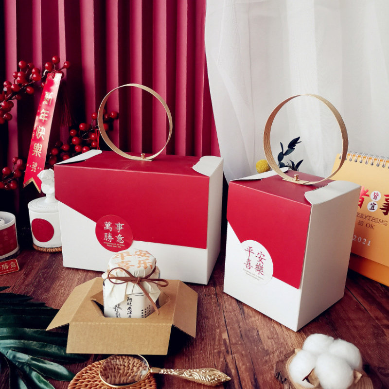 喜庆包装盒蜂蜜礼盒阿胶西洋参膏燕窝黑松露酱海鲜辣椒酱盒手提盒