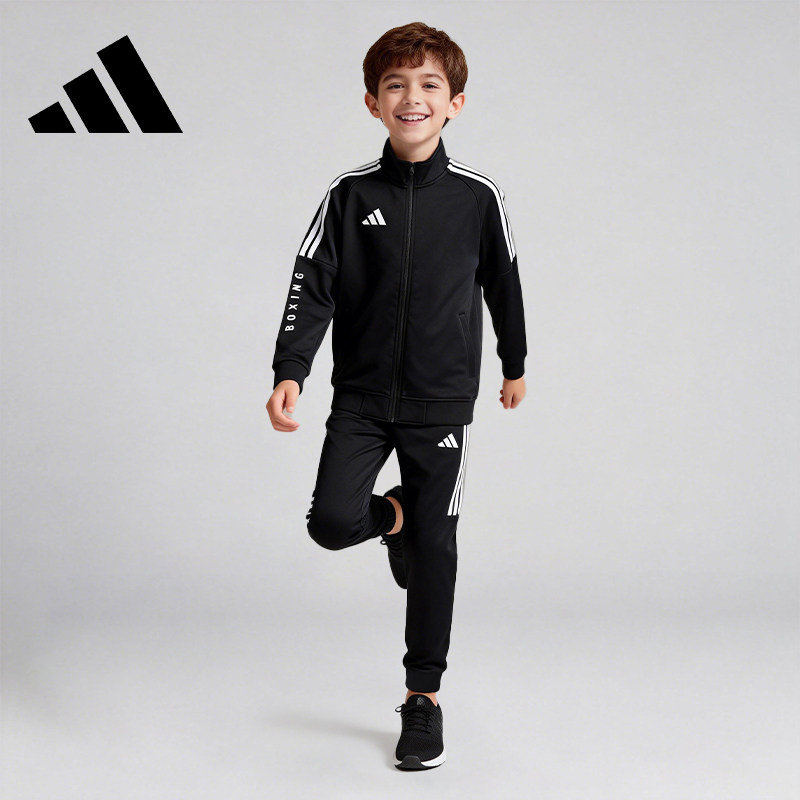 adidas阿迪达斯童装男童套装春季新款运动休闲外套运动长裤两件套