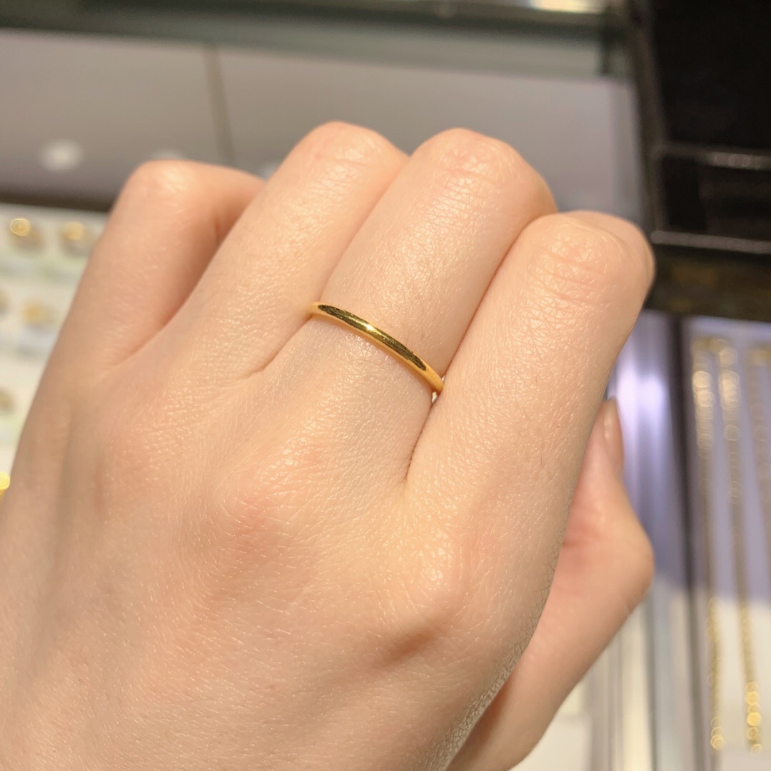 奥特莱斯折扣店撤柜清仓捡漏18K金三生三世素圈古法传承光面戒指