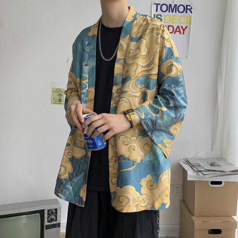仙鹤龙港风日系潮外套防晒服和服开衫薄款半袖道袍防晒衣 F12/P40图片