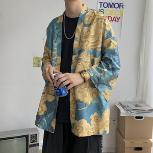 仙鹤龙港风日系潮外套防晒服和服开衫薄款半袖道袍防晒衣 F12/P40图片