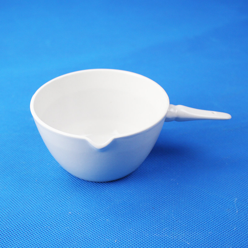 陶瓷把皿 实验室带柄陶瓷蒸发皿 平底带手柄 化学陶瓷100ml~500ml