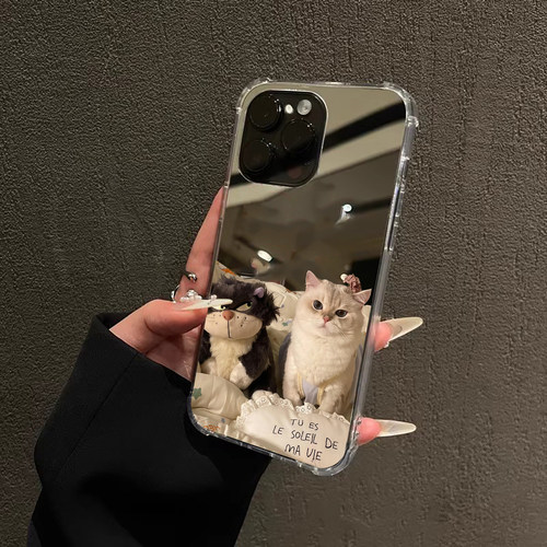ins风路西法猫咪适用iPhone18苹果17e手机壳16ProMax女90治愈15华为Mate70Pro镜面P80小米13三星S2可爱oppo14